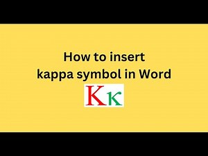 How to insert kappa symbol in Word
