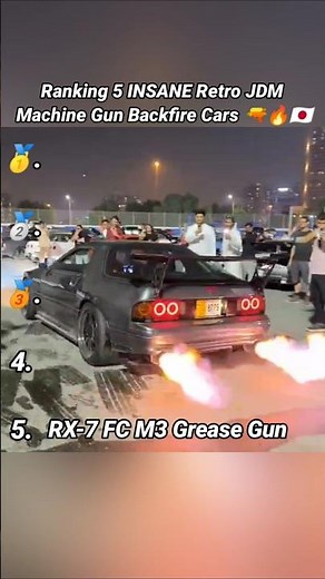 Ranking 5 INSANE Retro JDM Machine Gun Backfire Cars 🔫🔥🇯🇵 #shorts #jdm #jdmcars