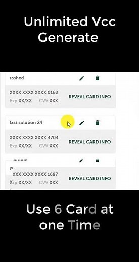 Unlimited VCC Generate | use 6 card at one time | Free Virtual MasterCard