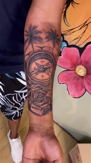 Christian McCaffrey Compass Tattoo Ideas by Durban Artist