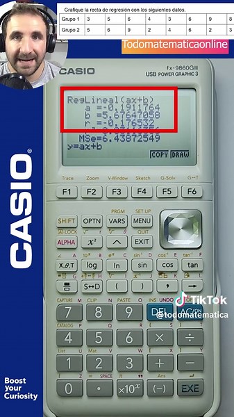 Cómo graficar la recta de regresión con Casio fx-9860GIII