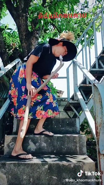 Climbing Stairs in a Floral Skirt: A Unique Outdoor Experience