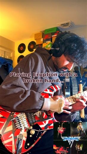 Taimur Masud | Guitarist on Instagram: "Playing Eruption by Eddie Van Halen with a broken hand… challenge accepted 🤘🏼 One of the greatest guitar solos of all time, tried my best as my hand is still healing in this cast. Hope you guys had a great weekend and rest in peace to King Edward🤍 @evhgear @eddievanhalen @vanhalen @evhreels @evhsolos @floydroseofficial #vanhalen #guitar #guitarsolo #classicrock #shredguitar"