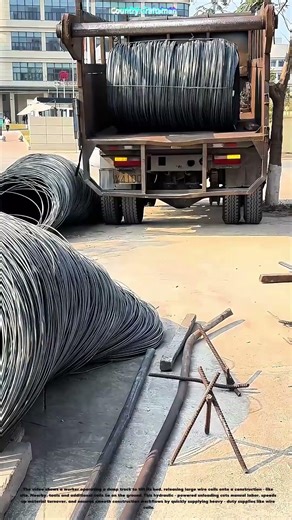 How a Dump Truck Unloads Wire Coils → Streamlining Construction Material Handling