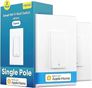 Meross Smart Light Switch Supports Apple Homekit, Siri, Alexa, Google Assistant & SmartThings, 2.4Ghz WiFi Light Switch, Neutral Wire Required, Single Pole, Remote Control Schedule, 2 Pack