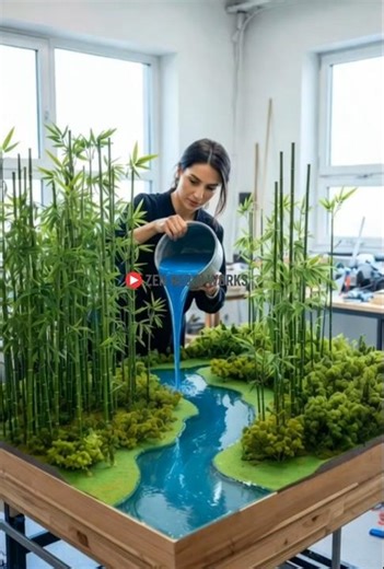 Creating a Mini Bamboo Forest River with Resin 🌿💧 | Satisfying DIY Art#short