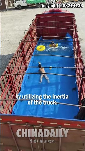 Dad built a truck pool with waves!