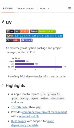 uv: Instala Python en segundos Instala Python en segundos con uv. ¡Rápido y gratis! #python #coding #programming #tech