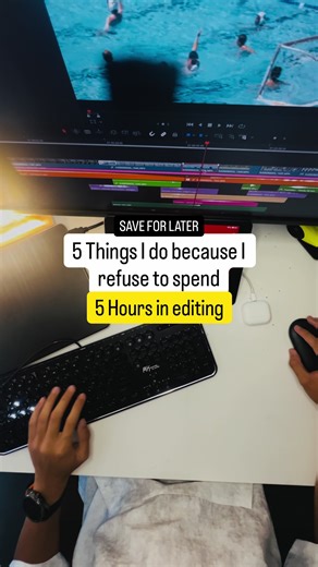 If your edits take 5 hours… you don’t need more talent. You need a better system. Here are 5 ways to edit faster without losing quality ⬇️(Number 5 is the best) 1️⃣ Shoot with the edit in mind 🎬 Know your angles transitions before you press record. Editing starts while filming. 2️⃣ Hand-over-lens trick 🖐️⬛ After you get a sick shot, cover the lens for 1 sec. That black frame becomes a marker in your timeline so you instantly know the clip before it is usable. No endless scrubbing. 3️⃣ Save tem