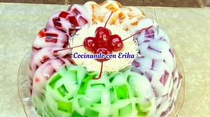 Gelatina Mosaico Con Crema de Coco con pocos ingredientes. #cocinandoconerika #postre #recipe #dessert #receta #comosehace #parati #fyp #fouryoupage #postreviral | COCINANDO CON ERIKA