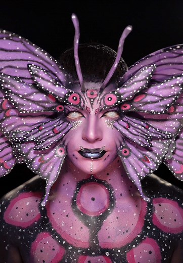 Fantastic Butterfly 💜🦋 purple butterfly SFX/creative makeup trend. Fanta stick butter fly 😝 inspired by @PLUSTAR พลัสต้าร์ __ #butterflymakeup #makeuptrend #makeup #creativemakeup
