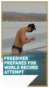 20K views · 90 reactions | A Czech freediver is aiming to break a world record by swimming 80 meters underwater with just a single breath. Take a look at his chilly record-chasing training regime. ❄️ | CGTNEurope | Facebook