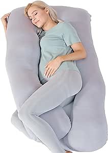Pregnancy Pillows for Sleeping Cooling, Bamboo Rayon Cotton Blend Pregnancy Pillow, Soft Full Body Maternity Pillow, Pregnancy Must Haves (Gray, 57inches)