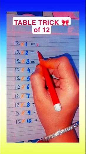 TABLE TRICK OF 12✍🏻😎🎀💥 12 ka table yaad karna ab easy 12TableTrick #MathsMagic #Shorts #KidsLearning