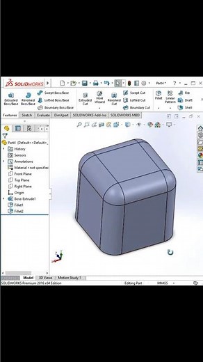 Fillet Feature In Solidworks #shorts #solidworkstutorial