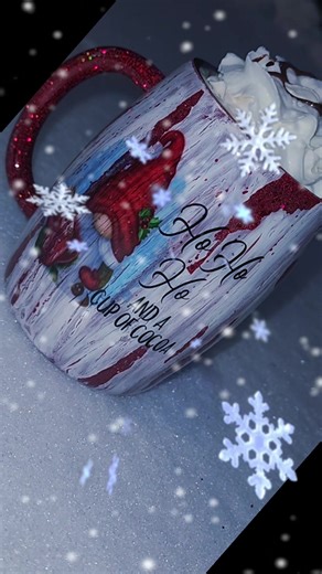 Snow day magic ❄️☕ A little epoxy mug, a little gnome, a lot of cozy. #SnowDay #GnomeCore #EpoxyArt #CozyVibes #Handmade