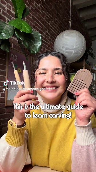 If you’re just getting into woodcarving, this is exactly what I’d grab first. And if you’re on a budget, don’t stress — all you really need is one good knife and a spoon gouge to start carving like a pro. 🪵✨ My beginner tool lineup: 1.\tMikikichan Knife 2.\t90mm Japanese Knife 3.\tSpoon Gouge (12mm or 15mm) 4.\tBench Hook 5.\tStraight Chisel 6.\tCarve: A Simple Guide to Whittling (my fav starter book!) Start simple, carve slow, have fun. You got this. 💛 Happy carving! #woodcarving #handmadegif