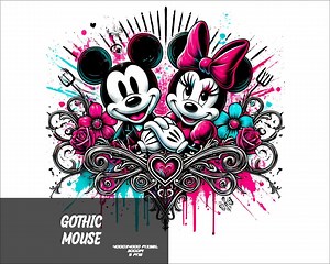 5 PNG Gothic Minnie and Mickey Png Mouse Splash and Watercolor Png Minnie Transparent PNG File for Sublimation Gothic Mouse PNG - Etsy
