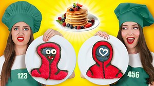 264K views · 2.5K reactions | Pancake art challenge || who draws better take the prize!the squid game in real life by 123 go! food: | 123 GO FOOD | Facebook