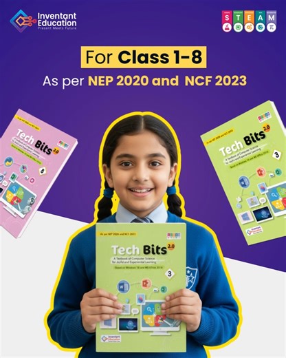 Inventant Education on Instagram: "Introducing Inventant Education's All-New Release, Tech Bits 2.0! A complete series of Computer Science textbooks (Classes 1-8) designed for joyful and experiential learning 💻 ✅ Based on Windows 10 & MS Office 2016 ✅ Aligned with NEP 2020 & NCF 2023 ✅ Engaging, activity-based, and easy to teach! Empower your classrooms with the next-generation computer series. #TechBits2 #InventantEducation #ComputerScienceBooks #DigitalLearning #ExperientialLearning #NEP2020 