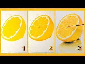How to draw lemon step by step - Acrylic painting / Homemade Illustration