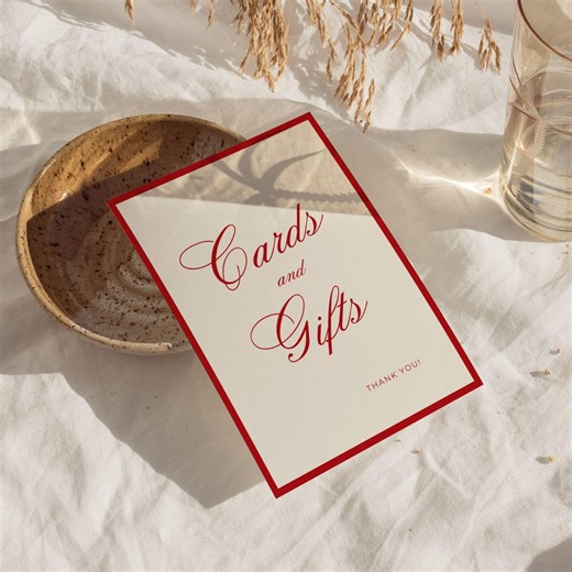 Red Old Money Luxury Wedding Cards & Gifts Sign, Reception Sign, Modern Printable Gift Table Sign Template,red Cream Day-of Signage - WD020 - Etsy