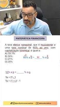 Matemática Financeira - Taxa Nominal e Efetiva #enem #matematik #matemáticafinanceira #matematika