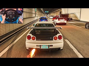 677HP Nissan Skyline GT-R R34 & 495HP Toyota Supra MK4 Convoy - Assetto Corsa | Thrustmaster T300 RS