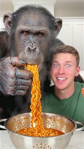 big monkey eating spicy noodles #shorts #virql
