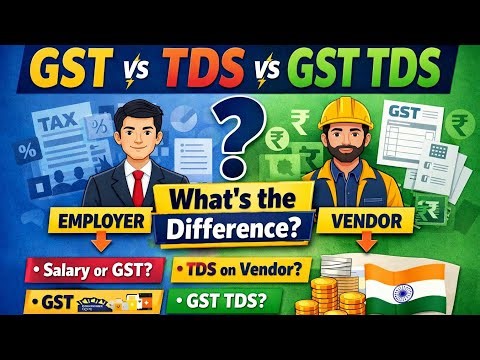 Difference between GST, TDS and GST TDS | Employer vs Vendor Example | Full Explanation in Hindi