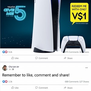 Yes, no joke. Stand a chance to redeem a PS5 with V$1! Earn chances now: https://www.challenger.sg/giveme5 | Challenger Singapore