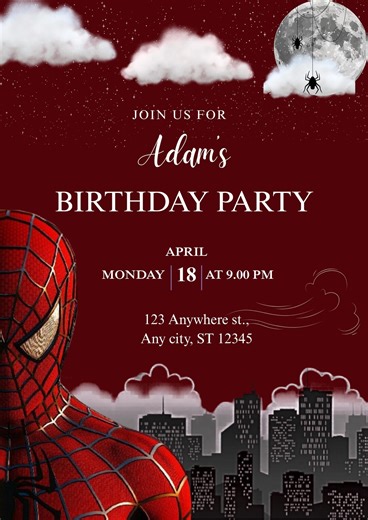 Editable Spiderman Birthday Invitation, Canva Template, Instant Download, Superhero Party Invite, 5×7 - Etsy