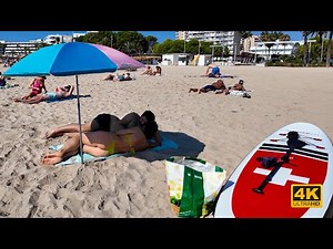 Easy Summer Beach Walking in Mallorca 🇪🇸☀️ | 4K 60FPS | SEA Ambience
