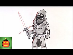 How to Draw Cute Kylo Ren from Star Wars the Force Awakens - Halloween Drawings