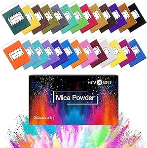 HTVRONT Mica Powder for Epoxy Resin 104 g - 26 Colors Shimmery Pigment Powder - Easy to Mix & Natural for Soap Making, Lip Gloss, Bath Bombs