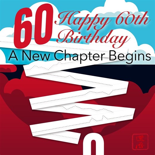 60th Birthday Card Printable – Kanreki Japanese Milestone New Chapter Design, Digital Download - Etsy