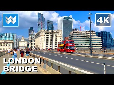 [4K] London Bridge Walk in London England UK 🇬🇧 Walking Tour Vlog & Vacation Travel Guide 🎧 Binaural