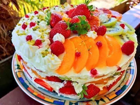 Tort cu fructe,crema mascarpone și frișcă! Un deliciu!