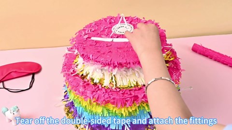 WERNNSAI Unicorn Cake Piñata Foldable - Unicorn Party Decorations Pink Girl Birthday Party Games Princess Pinata with Blindfold Bat and Tassels Happy Birthday Supplies for Kids Girls Classroom Game