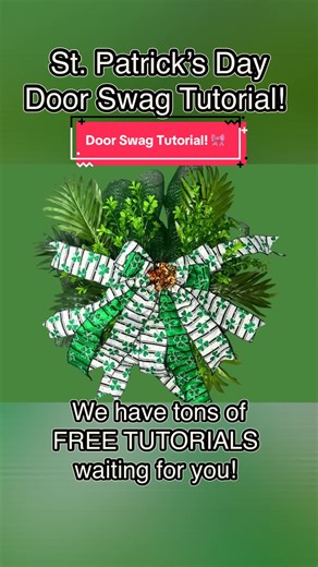 Happy St. Patrick’s Day! Door Swag Tutorial… We have tons of FREE TUTORIALS waiting for you on our Bowdabra Blog, here: www.Bowdabra.com/blog #bowdabratutorials #BowdabraDiy #AbraBowdabra #bowdabra #bowmaker