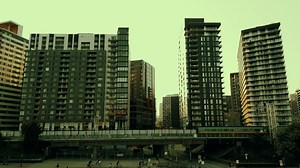 Train, Buildings, Condominiums