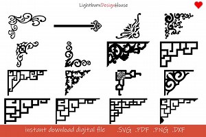104 Art Deco Corner Stencil Templates SVG DXF for Laser Cut Engrave, Decorative Border Frame Patterns, CNC Digital Download - Etsy