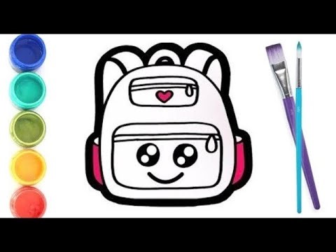How to draw backpack | Easy drawing for kids and toddlers | learn how to draw and color
