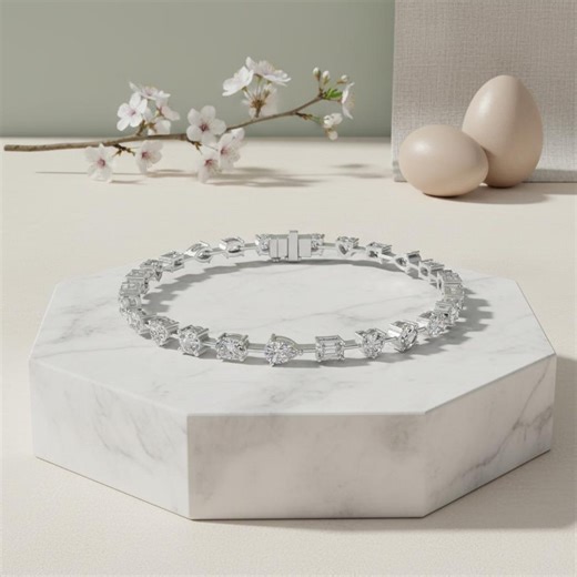 4 Carat Multi-shape Lab-grown Diamond Tennis Bracelet | 5 Cut Mixed Shape | 925 Silver & 24K Gold Plated | Lifetime Tarnish-free Guarantee - Etsy