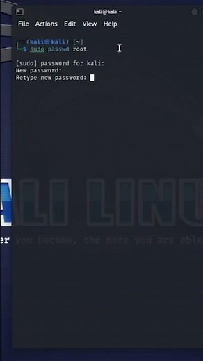 How to enable root login in kali Linux #kalilinux #linux #terminal #ethicalhacking #tips #hacking