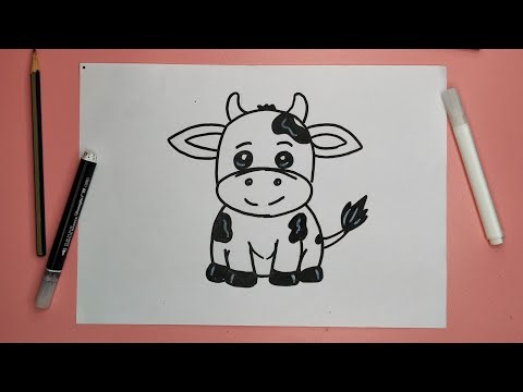 How to Draw a Cute Cartoon Cow 🐮 | Easy Step-by-Step Drawing for Beginners