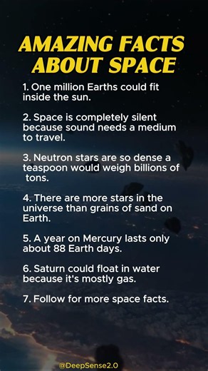 AMAZING FACTS ABOUT SPACE | 7 facts #psycholgyfacts #motivation #amazingfacts #space