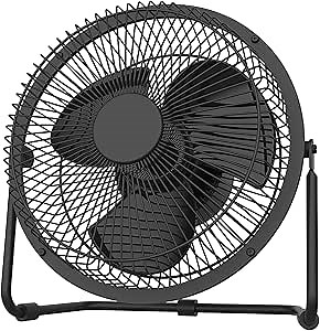 Battery Operated Desk Fan with Timer, 4 Speeds with Upgraded Strong Airflow, 9 Inch Rechargeable Table Fan for Home Campin...