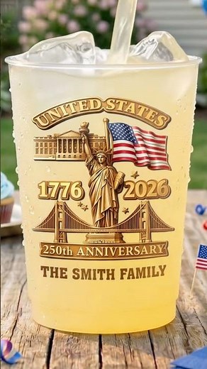 Custom Plastic Cups - America 250th Anniversary Gifts - The Land Of The Free - PLG-YL0502 V1.1