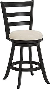 Hillsdale Laymon Wood Kitchen Counter Height Swivel Stool, Black